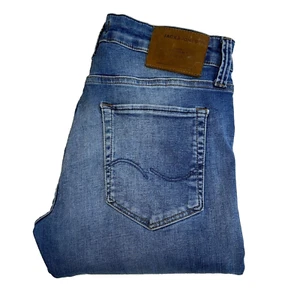 Jeans Jack & Jones Glenn uomo W30 L30 blu slim conici denim elasticizzato bottoni Y2K - Foto 1 di 16