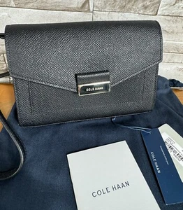 NWT Cole Haan Amalia Mini Smartphone Crossbody Bag in Black Saffiano Leather - Afbeelding 1 van 11
