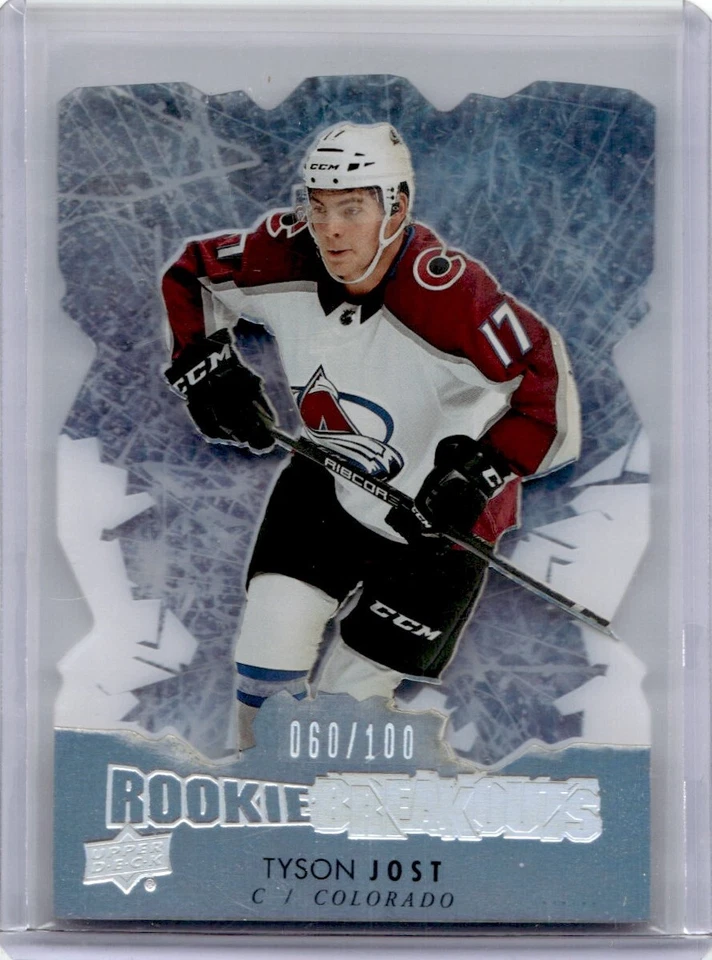 2017-18 UD Upper Deck Rookie Breakouts Acetate Tyson Jost RC 060/100 Carolina - Image 1 of 2