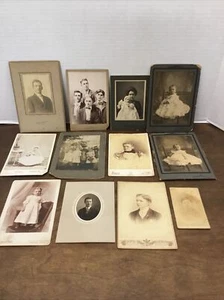 Konvolut (12) antike Kabinettkarte CDV Foto Portrait Männer Frauen Babys Kinder - Bild 1 von 11