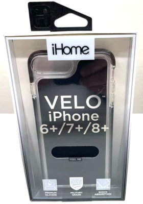 Capa de impacto de silicone iHome Velo para iPhone 6 Plus, 7 Plus, 8 Plus PRETA - Imagem 1 de 4