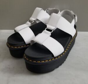 Doc Martens Francis White Leather Strap Platform Sandal Size 9 41 New
