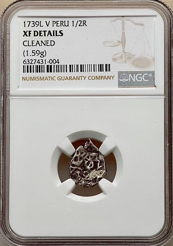 1739-L Peru Phillip V Cob 1/2 Real NGC XF Det Only Piece At NGC Nice Bold Date! Cover