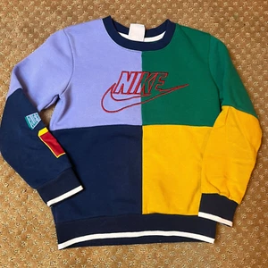 Nike Blue Ribbon Cut and Sew Color Block Sweatshirt Kids SZ M 5-6 YRS Retro Y2K - Picture 1 of 7
