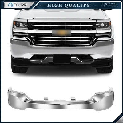 Chrome Front Bumper Face Bar For 16-19 Silverado 1500 W/O Sensor&Fog Light Holes Foto 1 de 4