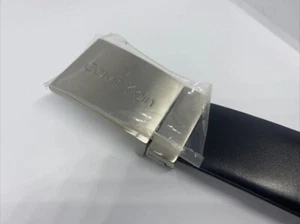 Belt Calvin Klein Men Pants Jeans S 30-32 Silver Black 11KA010002 MSRP 49.50 new - Picture 1 of 5