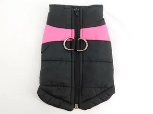 Dog Jacket Black Small Pink Loop Leash Attachment - Picture 1 of 6