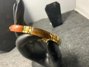 Brazalete de piedras semipreciosas surtidas de eslabones orientales chapados en oro vintage-nuevo- - Imagen 1 de 4