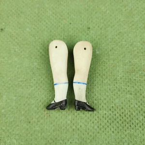 Antique porcelain dollhouse doll legs, wire fixing, 1.85" / 47 mm, Germany - Imagen 1 de 5
