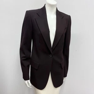 Gucci Jacket Blazer Dark Brown Wool 1 Front Button That Says "Gucci" Size 42 6 - Picture 1 of 7