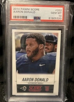 2014 PANINI SCORE #332 AARON DONALD LA RAMS ROOKIE RC PSA 10 GEM MINT BUNDLE  - Image 1 of 4