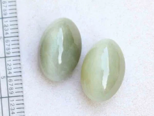 18,4 ct 10,5*16 mm Natürliches Katzenauge Oval Cabochon Schliff Lose Edelsteine 2 Stck. - Bild 1 von 4