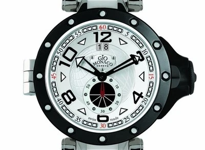 Reloj Gio Monaco para hombre 464 obloide esfera plateada fecha grande acero y PVD negro Foto 1 de 4