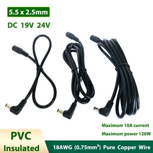 DC Power Supply Extension Cable 5.5x2.5 Right Angle Male to Female Adapter 18AWG - Picture 1 of 6