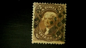 U S Stamps Scott 76 five cent Jefferson used cv 115.00 B - Picture 1 of 1