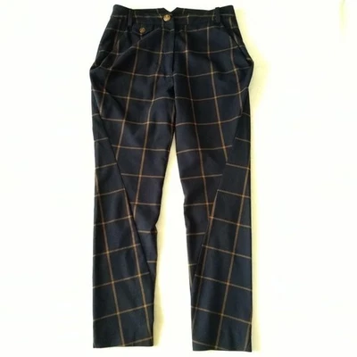 Vivienne Westwood Pantalones a Cuadros Orbe Botón Cinturón Trasero Azul Marino 2 Foto 1 de 4