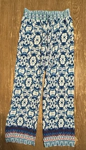 Bebop woman pull on wide leg pant XS Blue Geometric Boho Tropical Beach Palazzo - Picture 1 of 9
