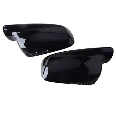 For BMW E46 E65 E66 330Ci 745i 750i 750Li 760i Glossy Black Mirror Cover Cap 2PC Foto 1 de 4