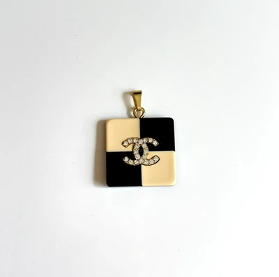 Chanel CC Square Black & White Pendant Charm | 1pc STAMPED - Image 1 of 2