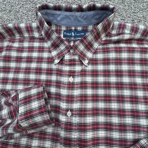 Polo Ralph Lauren klassische Passform Herren 3XB groß rot kariert Baumwolle Knopfleiste Flanell - Bild 1 von 7