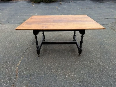 Сильный Тигровый кленовый стол для сбора урожая на трескучей черной растяжке основание Три доски сверху - Изображение 1 из 4