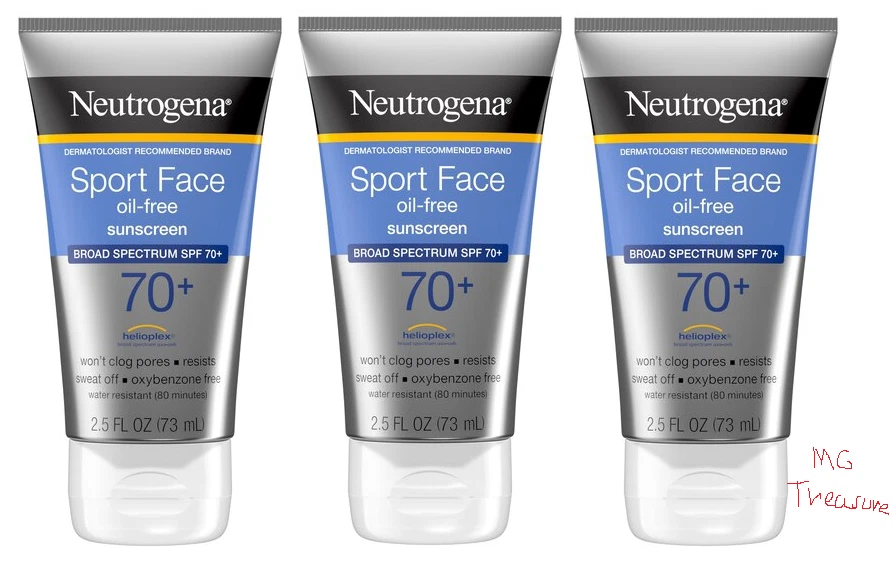 Paquete de 3 protectores solares sin aceite facial Neutrogena Sport FPS 70+ 2,5 oz exp. 07/2026+ Foto 1 de 1