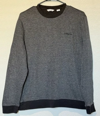 CALVIN KLEIN Men's Crew Neck Pullover Sweatshirt Sz M  Gray Black Sweater - Image 1 of 4
