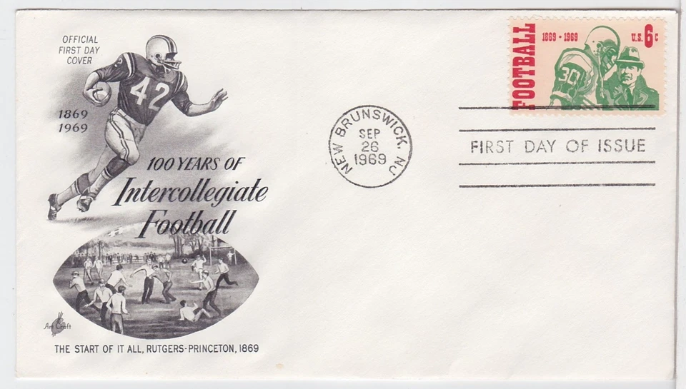 TurtlesTradingPost- Intercollegiate Football 1969 FDC #1382- Artcraft Cachet - Image 1 of 1