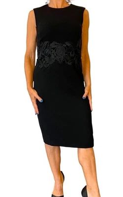 Vestido para mujer Lela Rose 6 negro lana crepé funda sin mangas floral bordado Foto 1 de 4