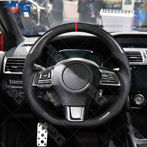 Carbon Fiber Perforated Leather Steering Wheel Fit Subaru WRX STI IMPREZA 15-20 - Picture 1 of 11