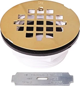 D206P-01 2" No-Caulk PVC Compression Shower Drain with 4-1/4" Round Grid Cover - Picture 1 of 8