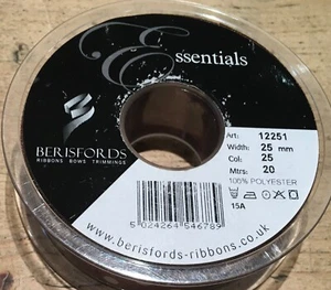 Berisfords Essentials Brown/White Polka Dot Ribbon 25mm. 20 Metres - Picture 1 of 2