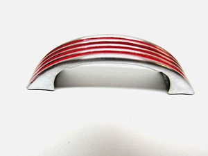 Vintage Chrome Drawer Pulls w Red Grooved Lines Cabinet Door Handles Amerock - Picture 1 of 11