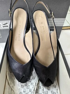 Vintage Bruno Magli Women’s Navy Size 7 AA #93090 Pump Heels Sling Back Peep Toe - Picture 1 of 4