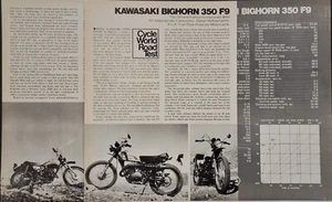 1972 Kawasaki 350 Bighorn F9 Enduro  4 page Motorcycle Print article Ad - Picture 1 of 1