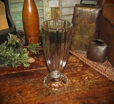 De colección 1950 Malta Tienda Helado Helado Raíz Cerveza Flotador Parfait Soda Fuente Vidrio Foto 1 de 4