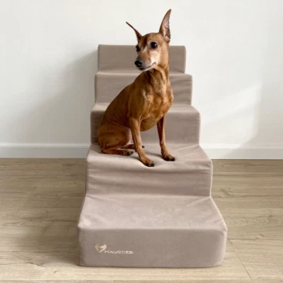 Лестница для собаки 5 ступеней для высокой кровати маленьких домашних животных лестница из пеноматериала пандус для щенка - Изображение 1 из 4