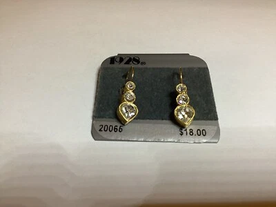 Pendientes perforados en forma de corazón con diamantes de imitación transparentes marca 1928 + ¡Envío gratuito! Foto 1 de 4
