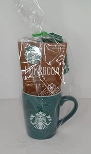 2020 Starbucks 10oz Dark Green Mermaid Print Mug With Hot Cocoa - Picture 1 of 3