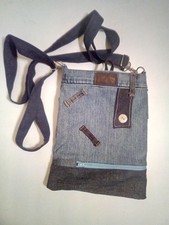 EMF Crossbody blue jean bag/Removable EMF protector