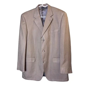 Blazer Chaps Dorado Beige Espiga 100% Seda Abrigo Deportivo Negocios Informal 42L - Imagen 1 de 11