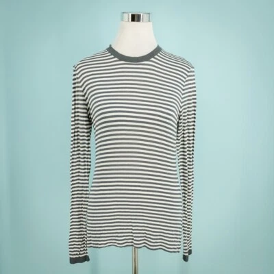 Max Mara размер маленький S серый белая полоса печать ворота длинным рукавом вязаный топ - Изображение 1 из 4