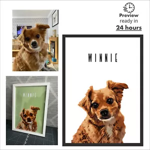 A5 ENMARCADO Personalizado Mascota Retrato Perro Gato Pájaro Hámster Cerdo Pez Estampado Personalizado - Imagen 1 de 5