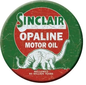 Sinclair Opaline Motor Oil Dinosaur Round Refrigerator Magnet Made In The USA - Picture 1 of 2