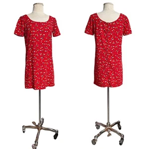 60s 70s vintage mini shift dress short sleeve floral homemade straight cut. - Picture 1 of 10