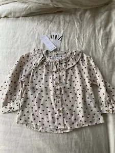NEW ZARA BABY GIRL FLORAL RUFFLE NECK BLOUSE SHIRT TOP 18-24M - Picture 1 of 8