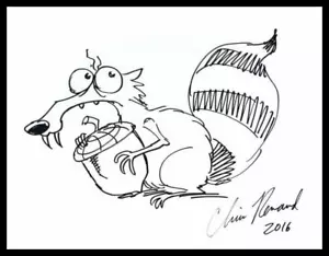 CHRIS RENAUD SIGNIERTES AUTOGRAMM 8,5x11 ICE AGE KRATZ HANDGEZEICHNETE SKIZZE, SEHR SELTEN! - Bild 1 von 2