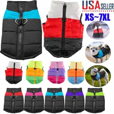 Pet Vest Jacket Warm Puppy Dog Waterproof Clothes Small/Large Winter Padded Coat - Image 1 of 4