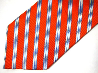 Corbata Jhane Barnes Para Hombre Naranja Azul Marfil Rayas Seda 58" Carrera Foto 1 de 3