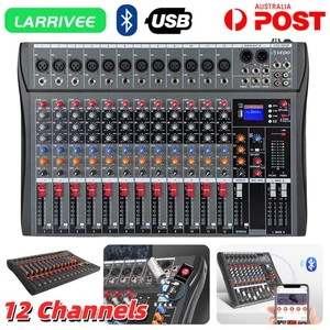 LARRIVEE 12 Channel Audio Mixer Bluetooth Sound Mixing Console Stereo Live USB - Picture 1 of 18